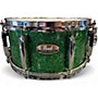 Used Pearl 13X6.5 Limited Edition Maple Gum Snare Green Halo Sparkle Drum Green Halo Sparkle 197