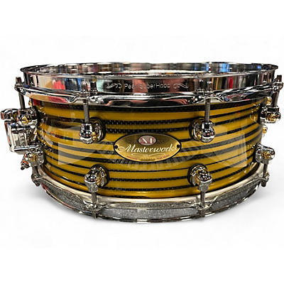 Used Pearl 14X5 Masterworks Carbon Fiber Over Maple Snare Gold Swirl on Black Carbon Drum