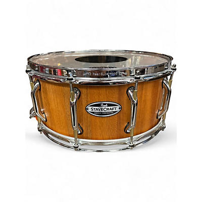 Used Pearl 14X6.5 Stavecraft 6.5x14 Makha Natural Drum