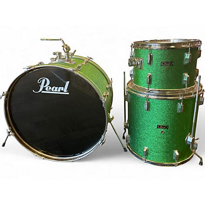 Used Pearl 3 Piece Down Beat Green Sparkle Rewrap Drum Kit