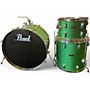 Used Pearl 3 Piece Down Beat Green Sparkle Rewrap Drum Kit Green Sparkle Rewrap