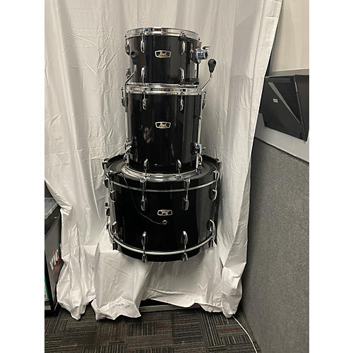 Pearl Used Pearl 3 piece Wood Fiberglass Satin Black Drum Kit Satin Black