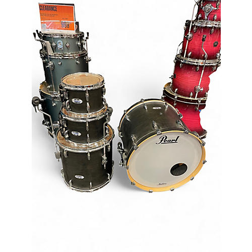 Used Pearl 4 Piece Masters Maple Complete Matte Black Drum Kit Matte Black
