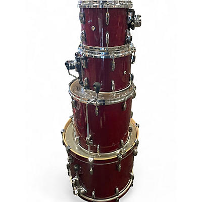 Used Pearl 4 Piece Masterworks Trans Red Drum Kit