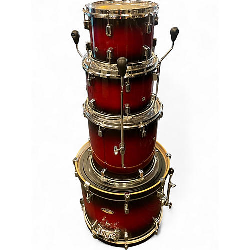 Used Pearl 4 Piece Pro Decade Maple Red to Black Fade Drum Kit Red to Black Fade