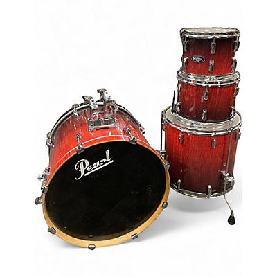 Used Pearl 4 Piece Vision Birch 4-piece Flame Maple Red to Black Fade Drum Kit