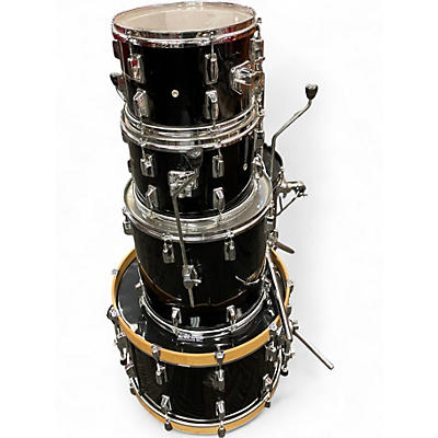 Used Pearl 4 Piece WOOD FIBERGLASS Black Drum Kit