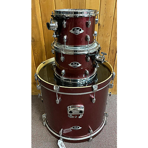 Pearl Used Pearl 4 piece Export New Fusion Burgundy Sparkle Drum Kit Burgundy Sparkle