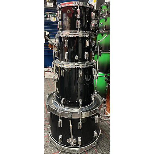 Pearl Used Pearl 4 piece Fiber Glass Kit Black Drum Kit Black