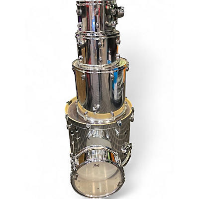 Used Pearl 5 Piece EXPORT NEW FUSION SHELL PACK Chrome Silver Drum Kit