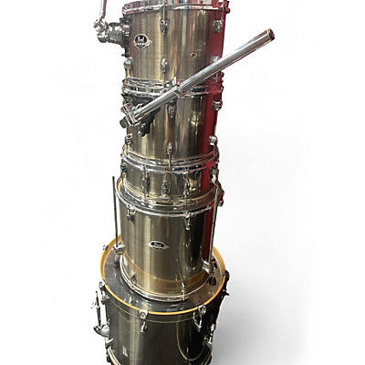 Used Pearl 5 Piece Export BRUSHED SILVER  Drum Kit