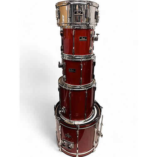 Used Pearl 5 Piece Export Metallic Red Drum Kit Metallic Red