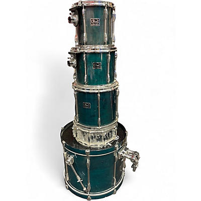 Used Pearl 5 Piece Export Trans Green Drum Kit