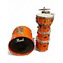 Used Pearl 5 Piece Export Trans Orange Drum Kit Trans Orange