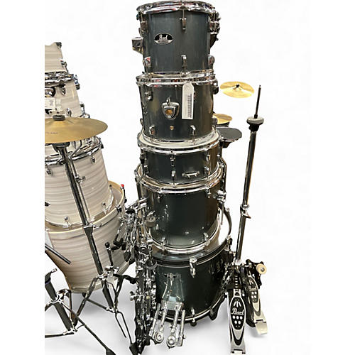 Used Pearl 5 Piece ROADSHOW Gunmetal Gray Drum Kit Gunmetal Gray
