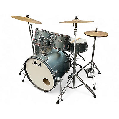 Used Pearl 5 Piece Roadshow With Zildjian Planet Z Cymbals Aqua Blue Glitter Drum Kit