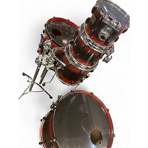 Used Pearl 5 Piece SESSION CUSTOM RED AND BLACK Drum Kit RED AND BLACK