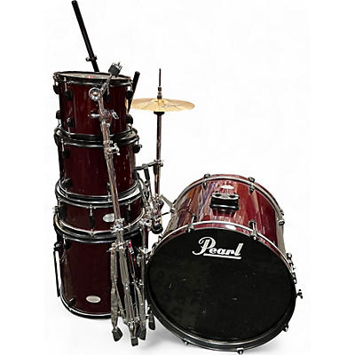 Used Pearl 5 Piece Soundcheck 5 Peice Kit with Zildjian I Cymbals and Hardware Red Drum Kit