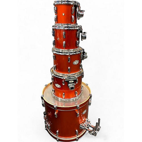 Used Pearl 5 Piece Vision Metallic Orange Drum Kit Metallic Orange