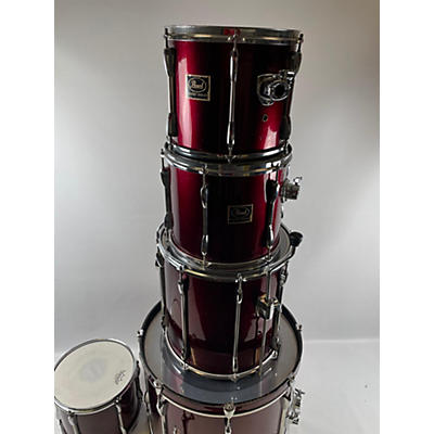 Used Pearl 5 piece Export Wine Red Drum Kit