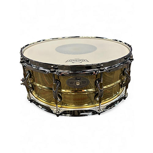 Used Pearl 5.5X14 Sensitone Snare Brass Drum Brass 10