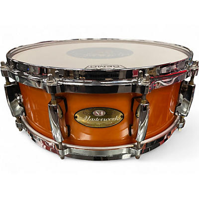 Used Pearl 5X14 Masterworks Custom Snare Orange Drum