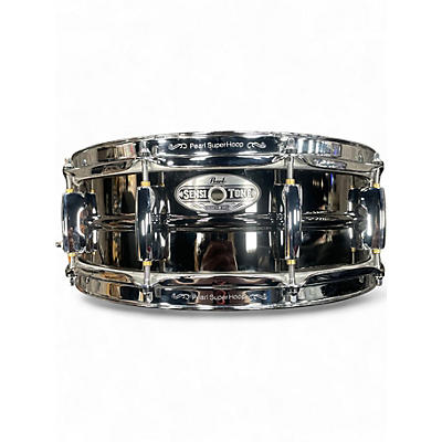 Used Pearl 5X14 Pearl Sensitone Seamless Heritage Alloy Snare Black Brass Drum