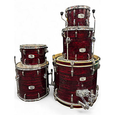 Used Pearl 6 Piece Export Red Oyster Wrap Drum Kit