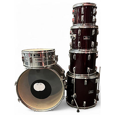 Used Pearl 6 Piece Export Wine Red Drum Kit