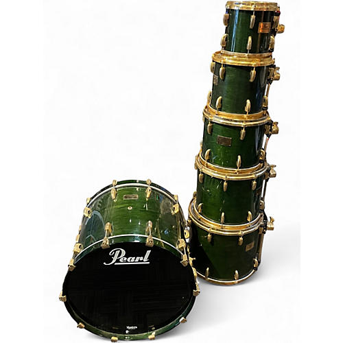 Used Pearl 6 Piece MASTERS CUSTOM Trans Green Drum Kit Trans Green