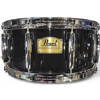 Used Pearl 6.5X14 Session Studio Classic Snare Piano Black Drum