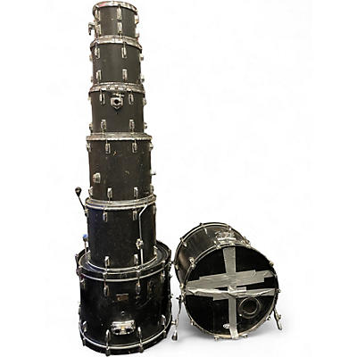 Used Pearl 7 Piece Vintage 1980's Black Drum Kit