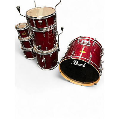 Used Pearl 7 Piece Vision Trans Crimson Red Drum Kit
