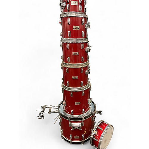 Used Pearl 7 Piece World Series Red Drum Kit Red