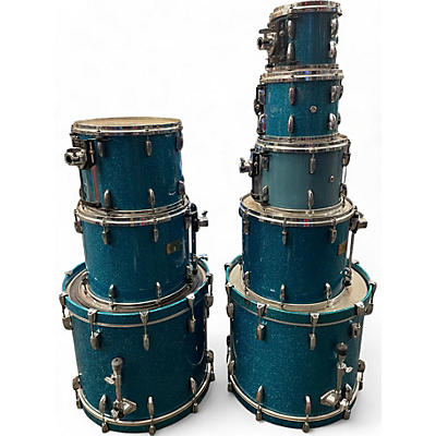 Used Pearl 8 Piece MASTER STUDIO KIT blue sparkle Drum Kit