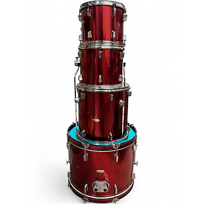 Used Percussion Plus 4 Piece 4 PC SHELL KIT Chrome Red Metallic Drum Kit