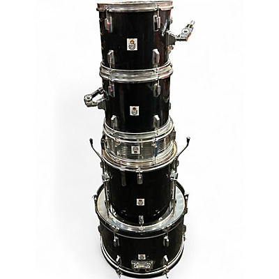 Used Percussion Plus 5 Piece Acoustic Drum Kit Black Drum Kit