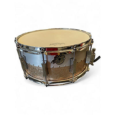 Used Pork Pie 14X6.5 Aluminum Maple Hybrid Snare Drum Champagne Sparkle Drum