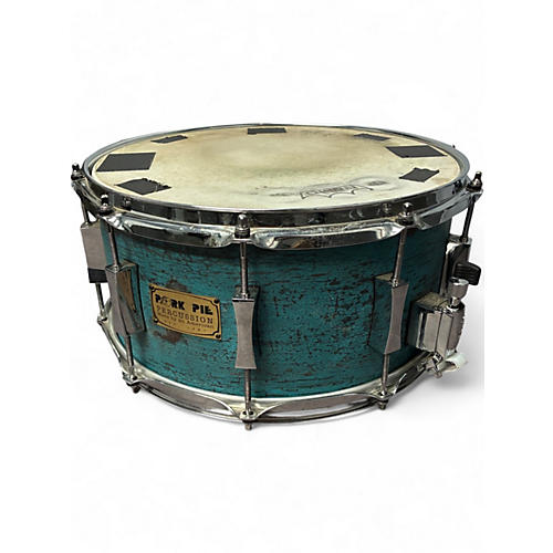 Used Pork Pie 14X6.5 Little Squealer Snare WEATHERED BARN BLUE Drum WEATHERED BARN BLUE 213