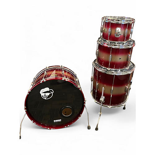 Used Pork Pie 4 Piece Hip Pig Red and Gold Duco Drum Kit Red and Gold Duco
