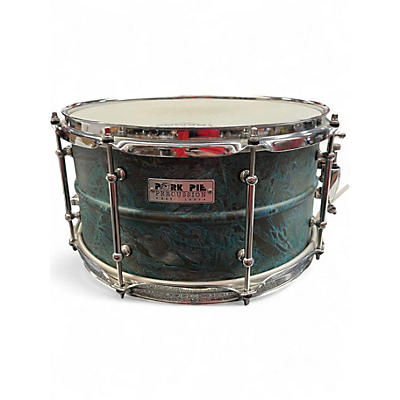 Used Pork Pie 7X13 PATINA BRASS BARN BLUE Drum