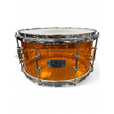 Used Pork Pie 7X13 Piglite snare Amber Drum