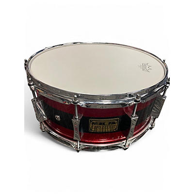 Used Pork Pie USA 14X6 8 Ply Maple Snare Red / Black Sparkle Drum