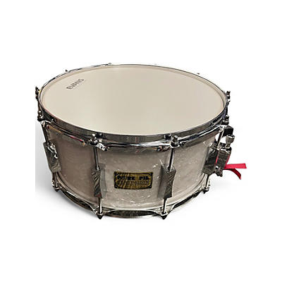 Used Pork Pie USA 6.5X14 10 PLY MAPLE / POPLAR SNARE WHITE MARINE PEARL Drum