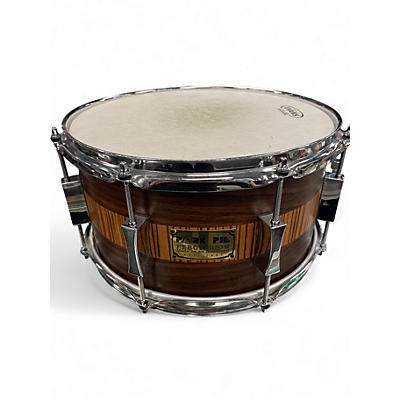 Used Pork Pie USA 7X13 EXOTIC ZEBRAWOOD SNARE Natural Drum