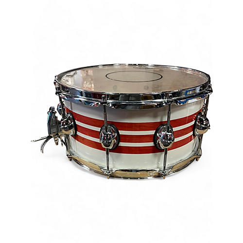 Premier Used Premier 14X7 Genista White with Red Stripes Drum White with Red Stripes 214