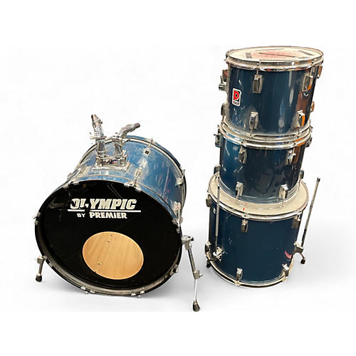 Used Premier 4 Piece OLYMPIC Ocean Blue Drum Kit Ocean Blue
