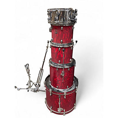 Used Premier 5 Piece england red satin swirl Drum Kit