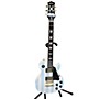 Used Used RAFFERTY LES PAUL CUSTOM COPY White W/ Blue Stripes Solid Body Electric Guitar White w/ Blue Stripes