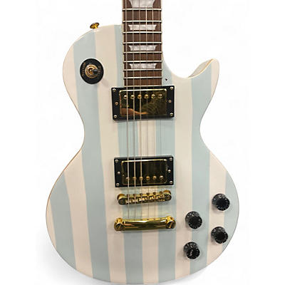 Used Rafferty LP Style Blue White Stripes Solid Body Electric Guitar